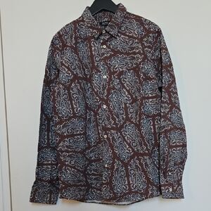 A.P.C. Burgundy Paisley Dress Shirt XL